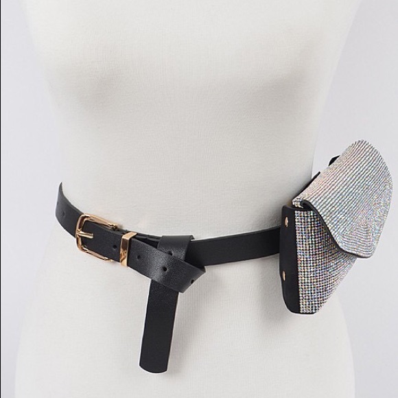 Bling Crystal Bling Studded Clutch Belt Bag - Picture 2 of 6
